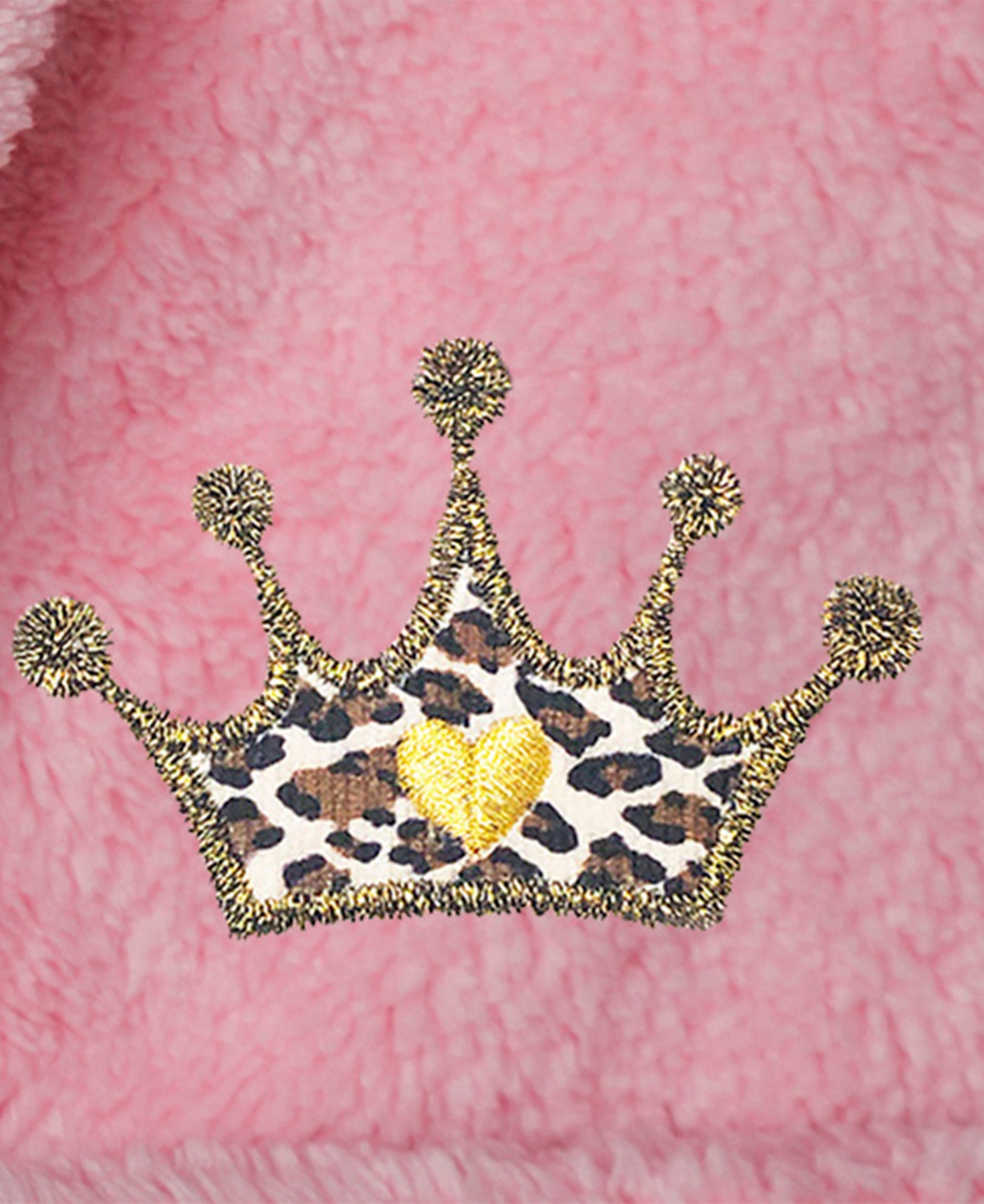 Linum Home Kids Cheetah Crown Super Plush Double Brushed Hooded Bathrobe In Pink