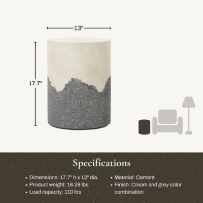 Gray and White Cement Round Outdoor Side Table