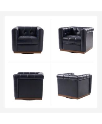 1 Count Gabriel Mid-Certury Modern Genuine Leather Swivel Club Chair