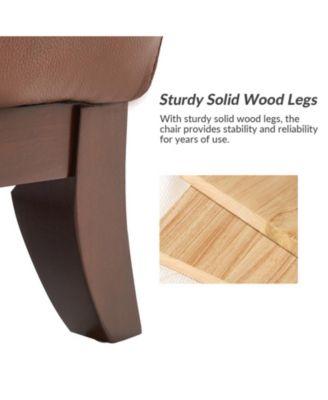 Eugene Traditional Genuine Leather Chair with Tufted Wing Back and Solid Wood