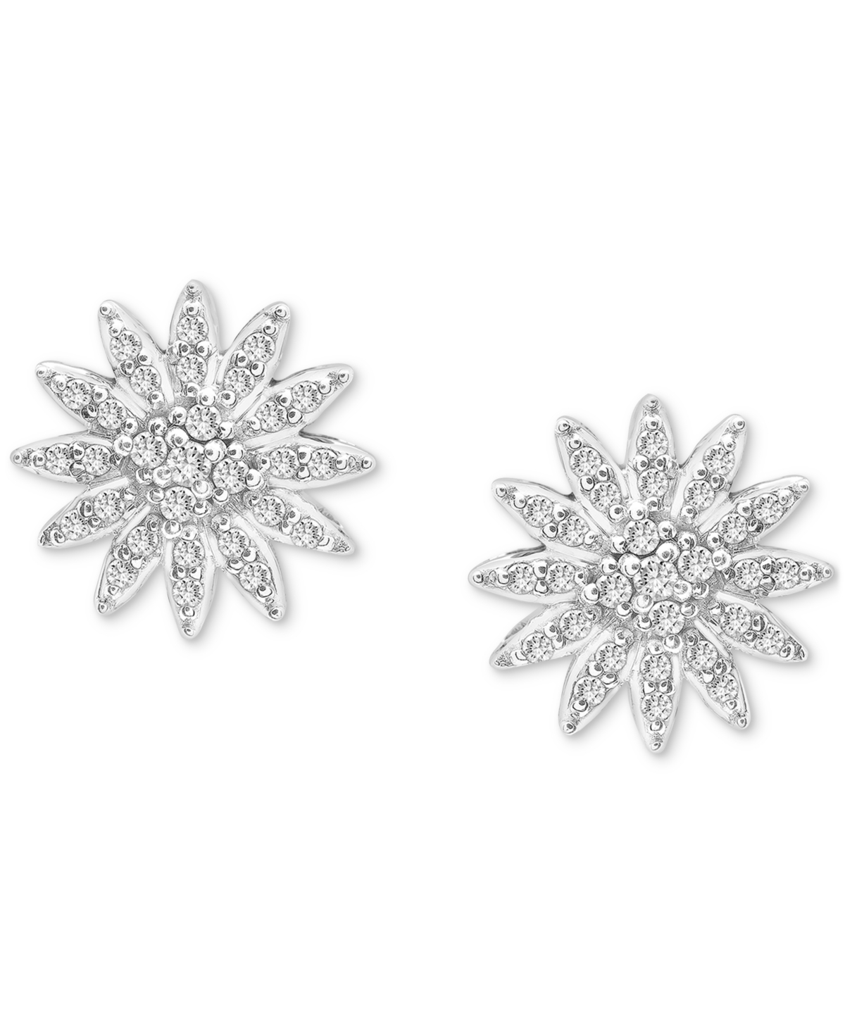 Macy's 2-pc. Set Diamond Starburst Pendant Necklace & Matching Stud Earrings (1/2 Ct. T.w.) In Sterling Sil In Sterling Silver