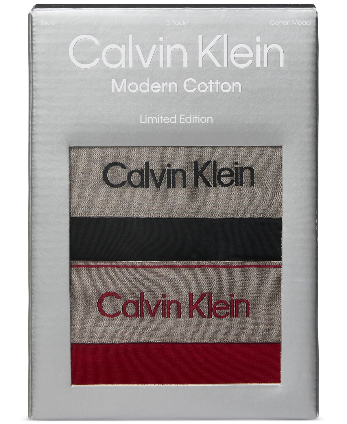 Calvin Klein Women's 2-Pk. Modern Cotton Holiday Bikini Underwear  -BLACK