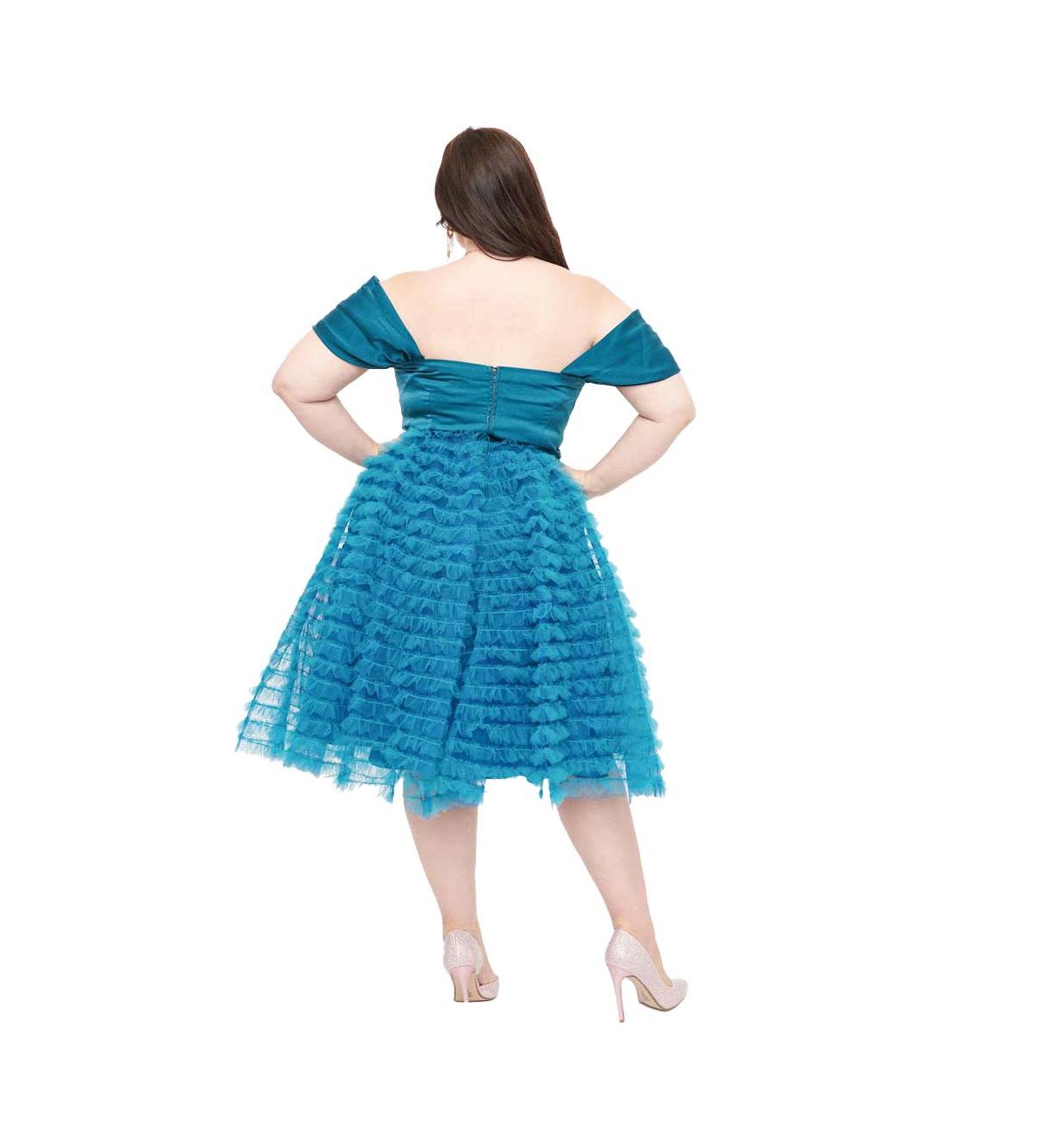 Unique Vintage Plus Size Tulle Off The Shoulder Swing Dress