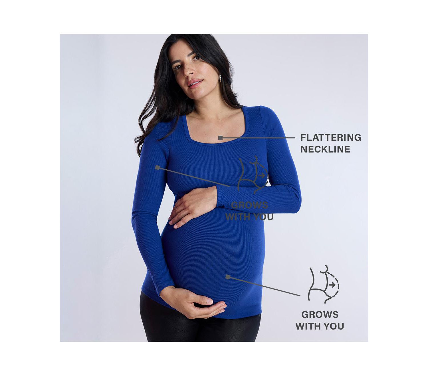 Women's Square Neck Rib Knit Long Sleeve Tee - Motherhood