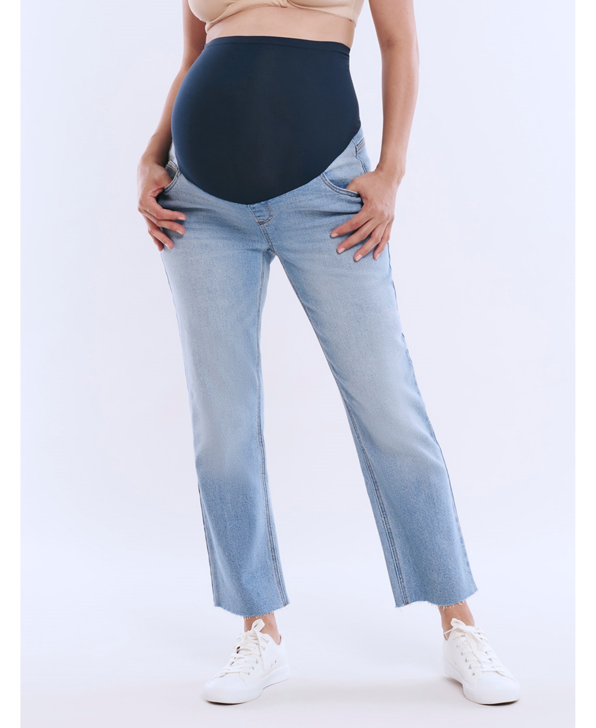 Women's Secret Fit Over the Belly Slim Straight Leg Jeans - Motherhood Maternity - Bright white wash