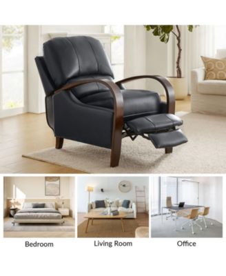 Alex Mid Century Modern Genuine Leather Manual Recliner