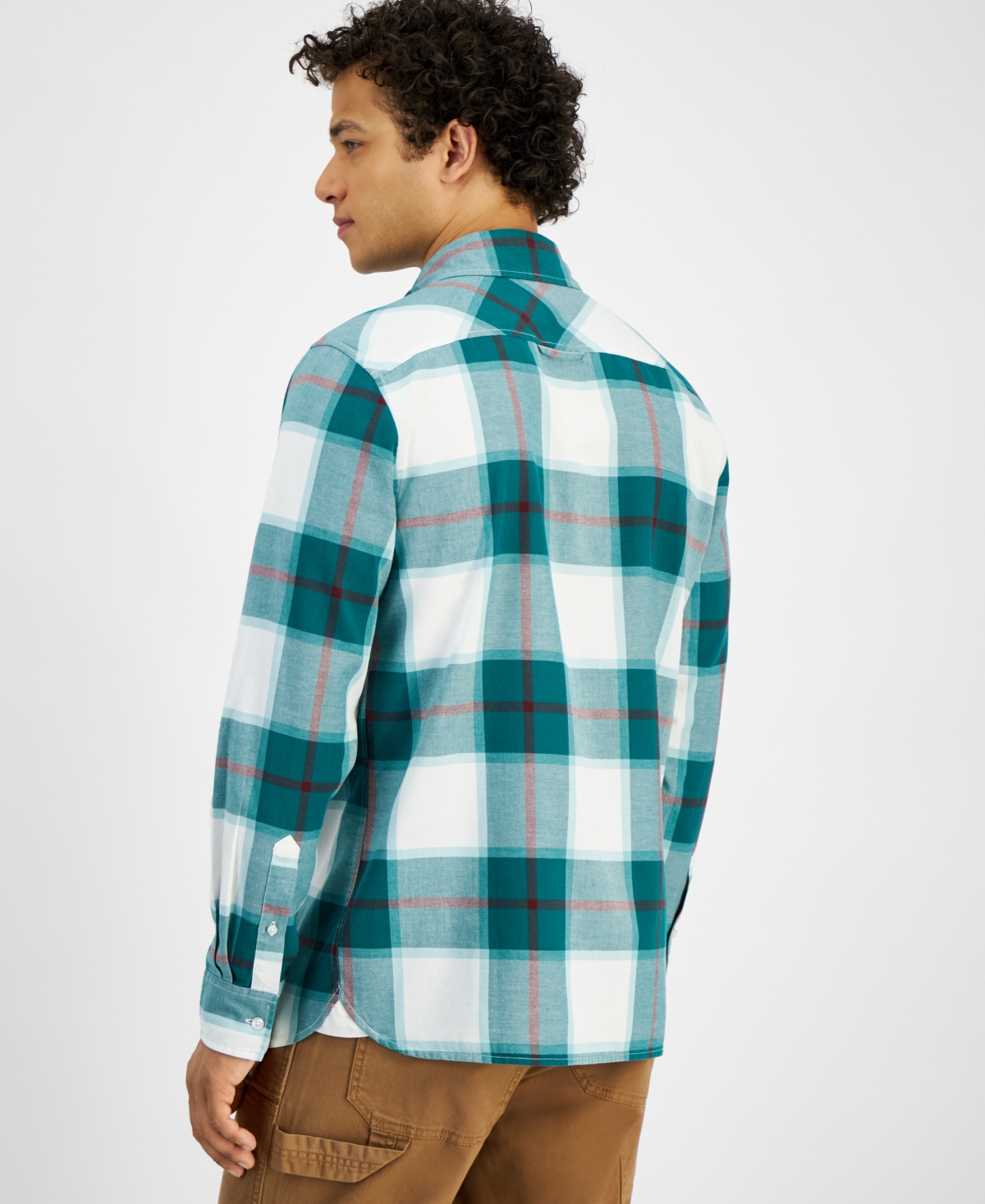 SUN + STONE MEN'S ROSS PLAID SHIRT, EXCLUSIVELY AT MACY'S 