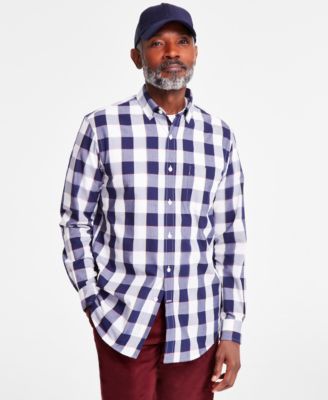 Club Room - Men's Tangent Plaid Woven Long-Sleeve Button-Down Shirt