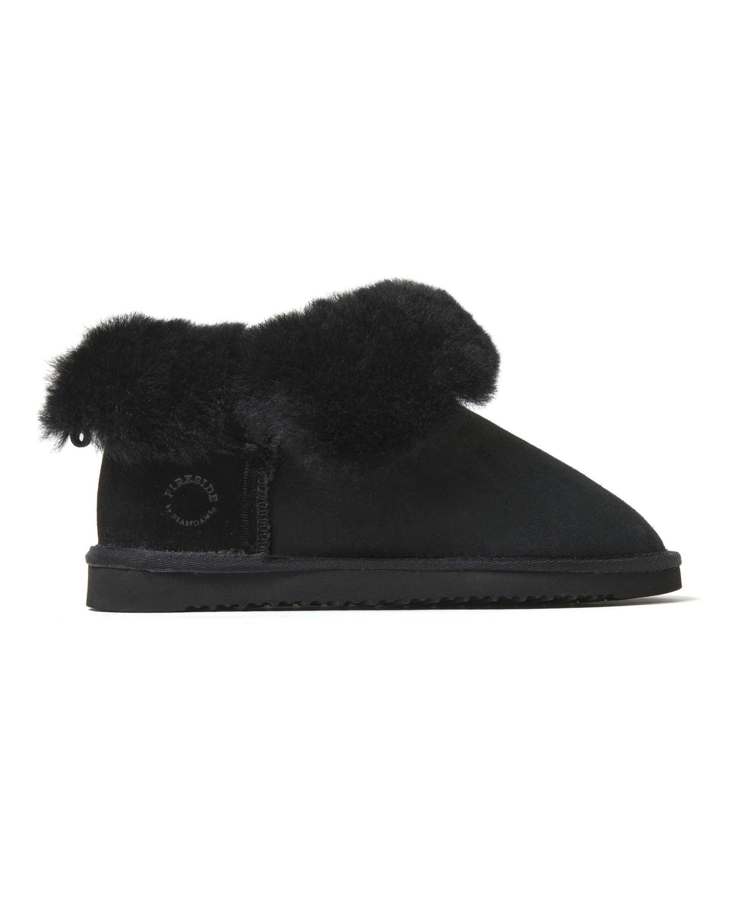 Женские ботинки Dearfoams Perth Genuine Shearling Foldover Boot, цвет: Чёрный — фото 2