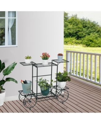 Garden Wrought Iron Plant Stand 6 Tiers Flower Pots Display Rack Home Garden Decor