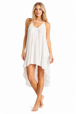 Women's s Eyelet High Low Cover Up