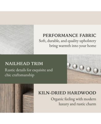 Adrien Saddle Counter Stool in Reclaimed Oak Finish w/ Ash Grey Fabric Upholstery