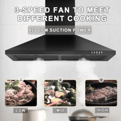 30-in 450-CFM Convertible Black Wall Mount Range Hoods