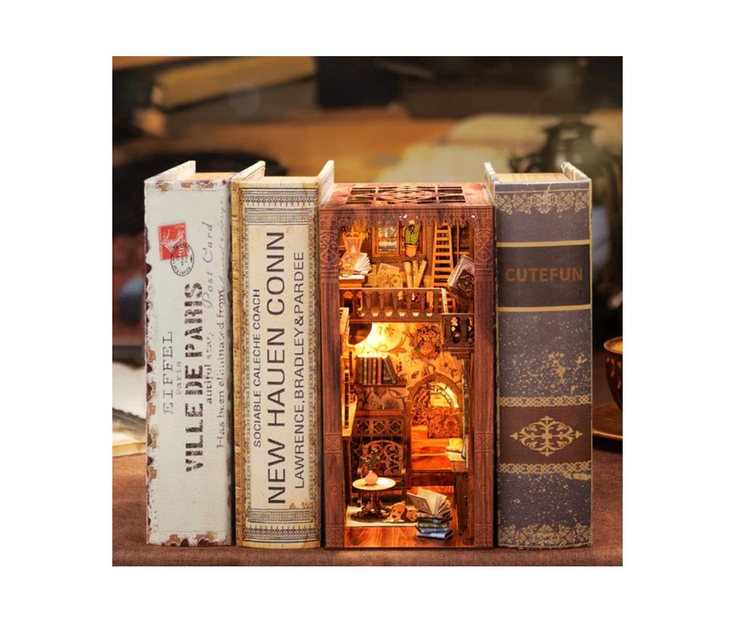 Двухэтажный миниатюрный кукольный DIY-домик Cutebee Eternal Bookstore с LED, 14+, цвет: Коричневый — фото 2