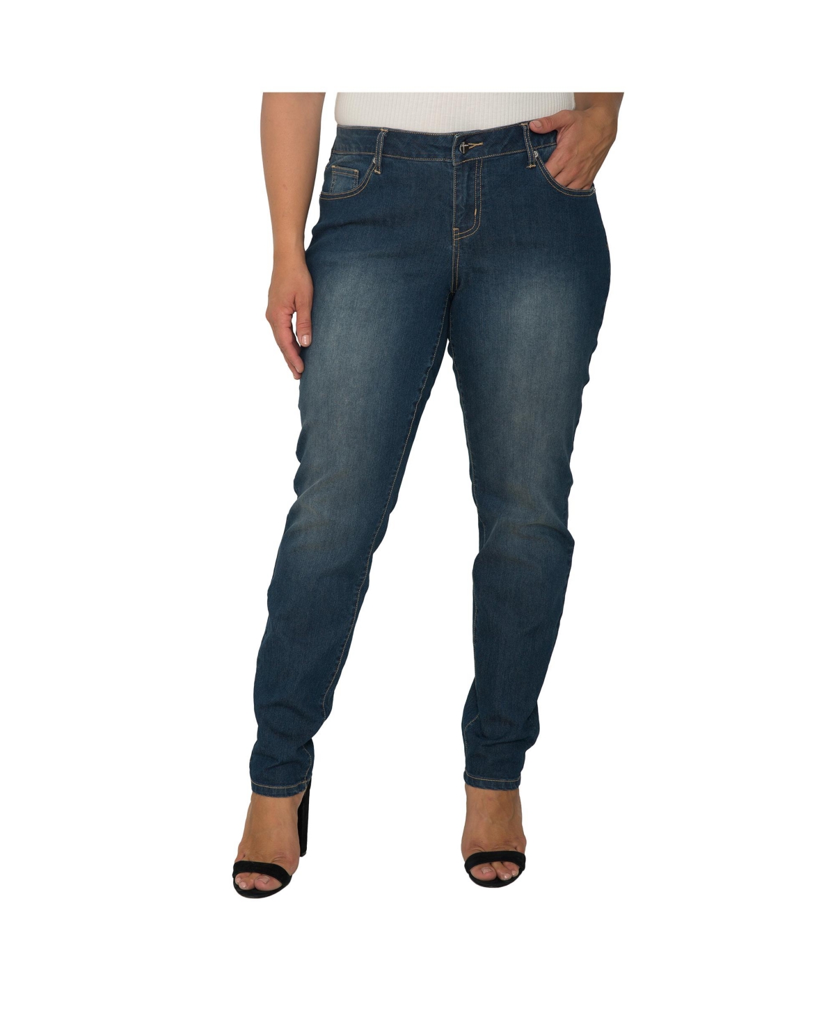 Women's Basic 5 pockets Style Skinny Jeans - Medium blue blast