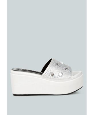 Womens Meta charts Diamante and Rhinestone Flatform Sandals