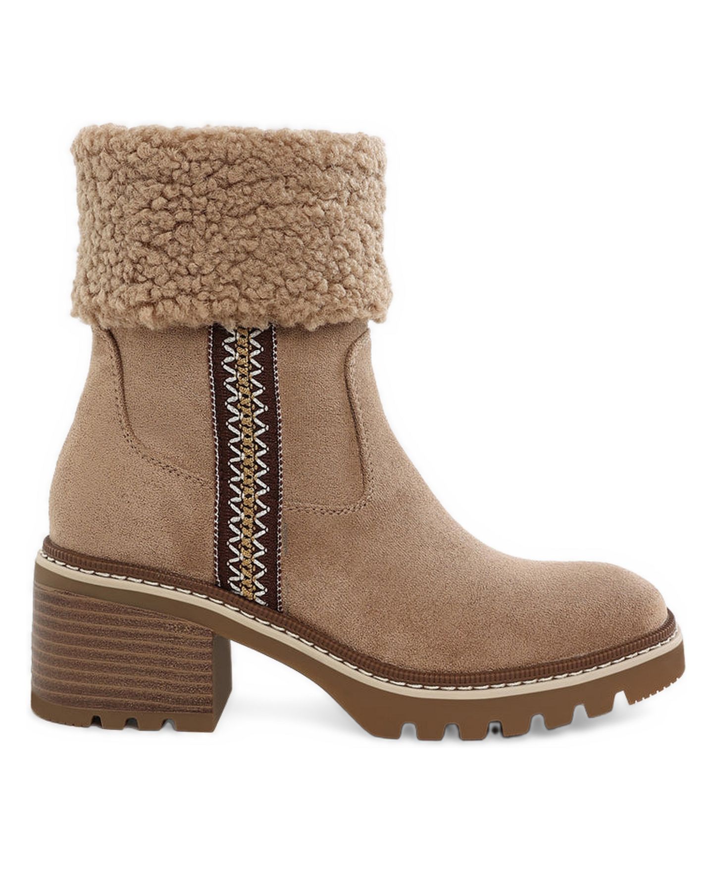 Женские ботинки London Rag Woolly Faux Fur and Embroidery Detail, цвет: Светлый бежевый — фото 2