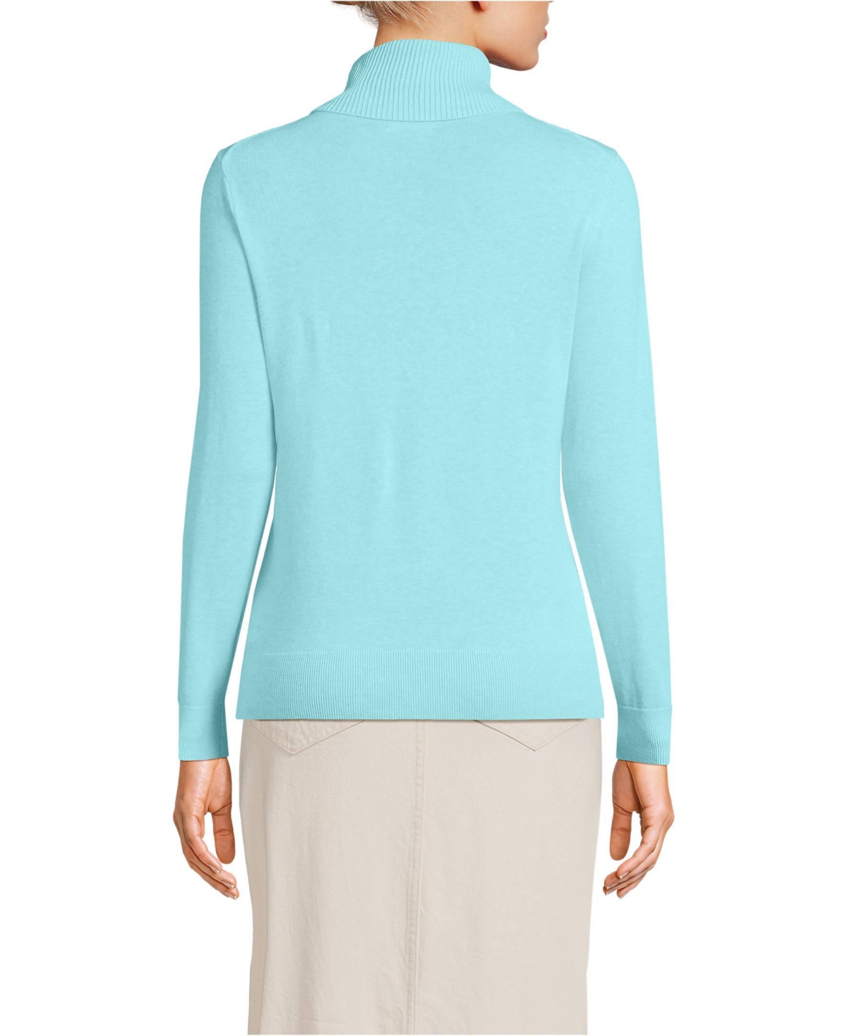 Lands' End Women's Fine Gauge Cotton Turtleneck Sweater