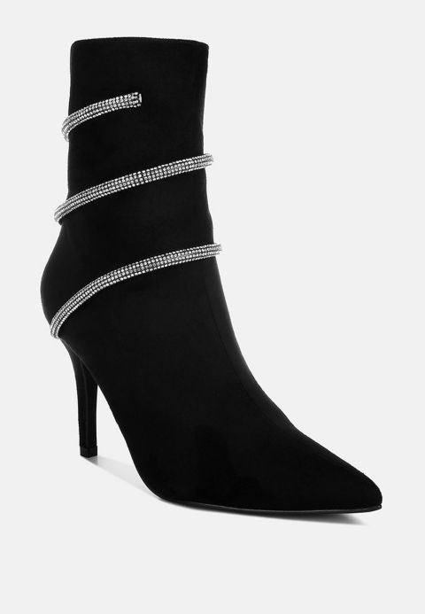 Женские ботинки London Rag Roda Rhinestone Wrap-Around Stiletto, цвет: Чёрный