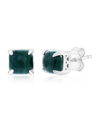 Sterling Silver, 6mm Square Stud Earrings (Available in Larimar, Lapis, Malachite or Kyanite)