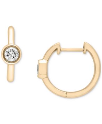 Macy's - Diamond Bezel Polished Hoop Earrings (1/3 ct. tw) in 10k Gold