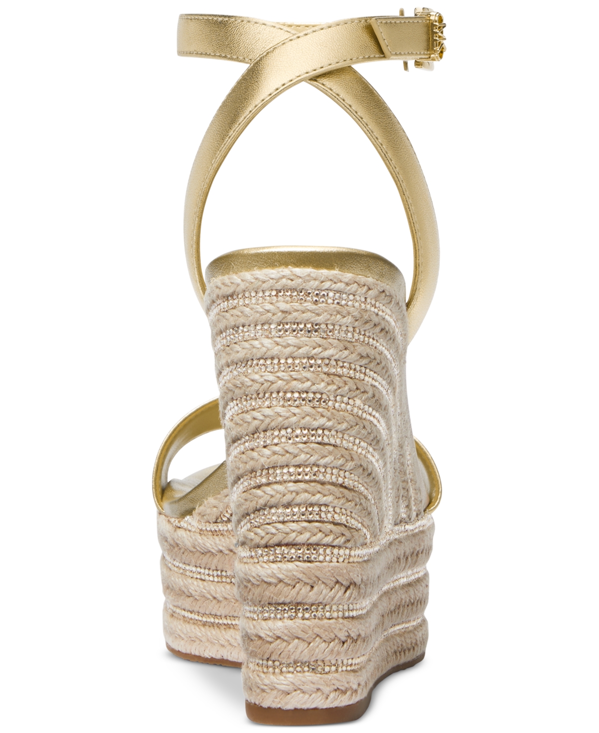 Michael Kors Leighton Metallic Leather Wedge Sandal In Pale Gold