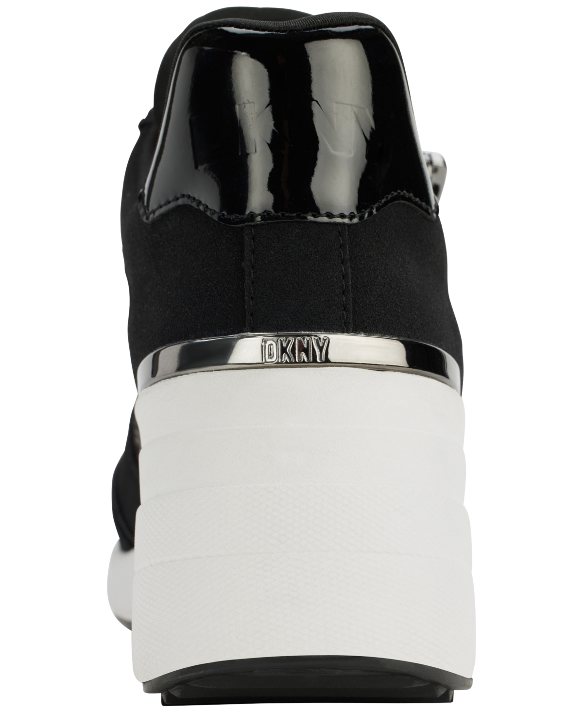 Shop Dkny Women's Kalina Lace-up Wedge Sneakers In Pewter,black