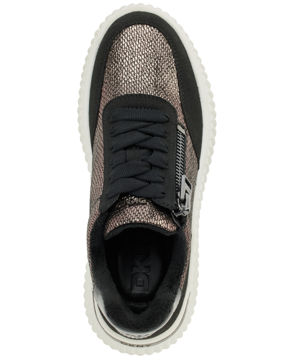 Shop Dkny Women's Laurence Zip Sneakers In Pewter,black