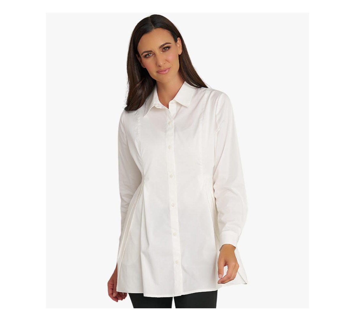 Women's Long Sleeves Cotton Poplin Diagonal Tuck Way Ahead Tunic - Black