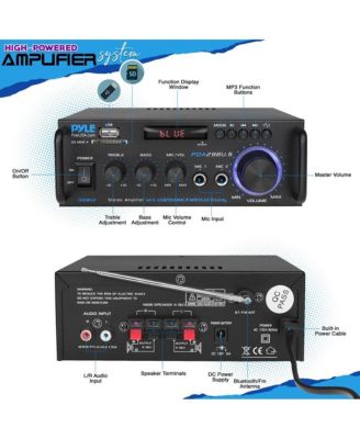 Stereo Power Amplifier With Bluetooth, RCA, USB/SD/FM, 100 Watt