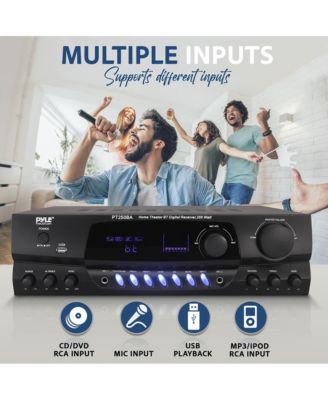 Home Theater Wireless Bluetooth Streaming Receiver Amplifier With FM/USB, 200 Watt