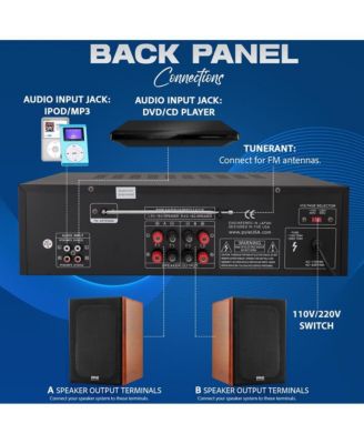 Home Theater Wireless Bluetooth Streaming Receiver Amplifier With FM/USB, 200 Watt