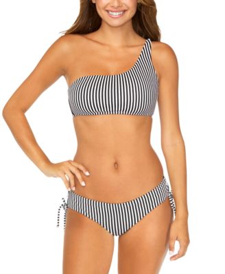 Juniors Striped Asymmetric Bikini Top Luna Bottoms