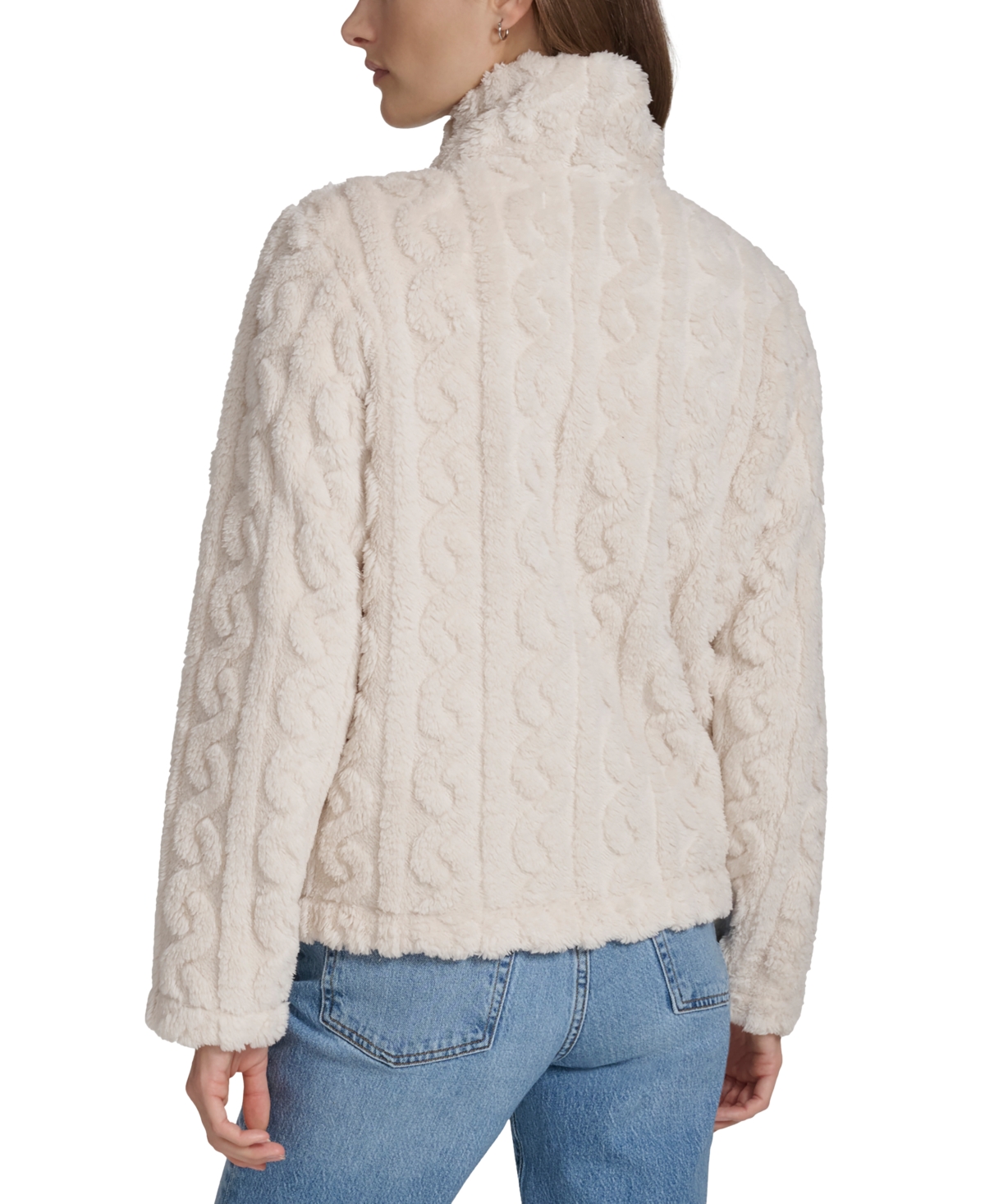 Marc New York Andrew Marc Sport Women's Cable-knit Fleece Jacket In Birch
