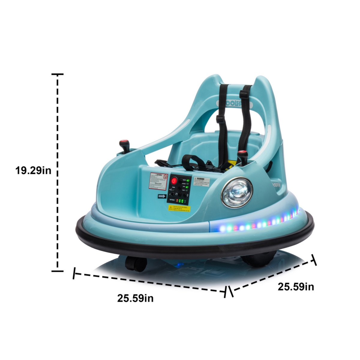 Streamdale Kids' 12V Bumper Car with Remote, Led, Bluetooth, Spin, Padding