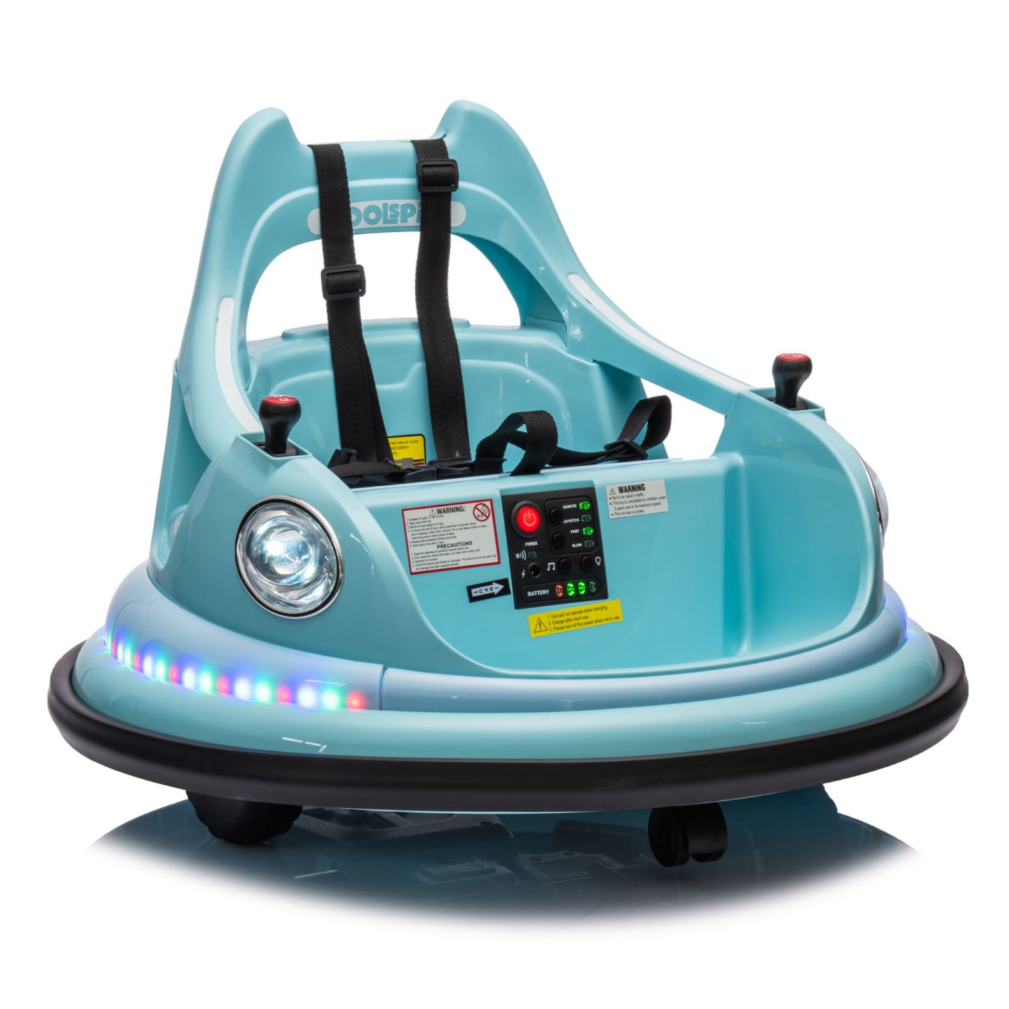 Детская игрушка Streamdale Furniture 12V Remote Control Bumper Car with LED Lights & Bluetooth, Ages 2+, цвет: Синий — фото 4