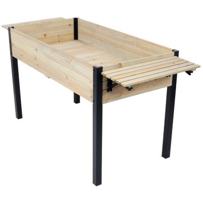 Metal Leg Raised Garden Box with Folding Shelf