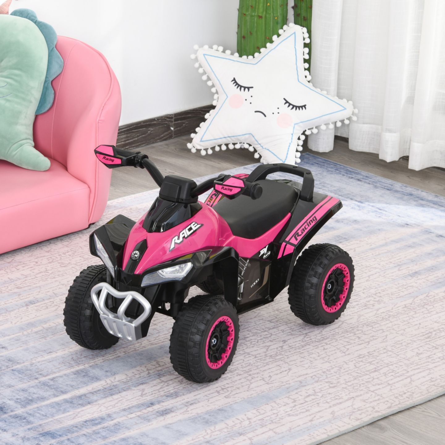 Детская игрушка Streamdale Furniture Ride Racer Foot-to-Floor Ride-On Car with Music & Lights, 44 lbs, Ages 1.5–3 Years, цвет: Розовый — фото 5