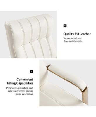 Uwe Modern Leather Ergonomic Executive Office Chair with SGS International Certified Stainless Steel Gas Spring