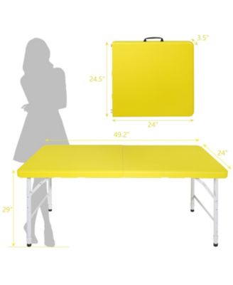 4ft Yellow Portable Folding Table for Indoor and Outdoor Use, Lightweight and Space-Saving
