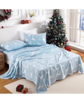 4 Pieces Soft Microfiber Christmas Bedding Sheet Set, King