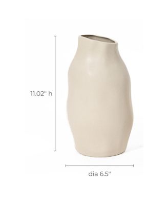 Ivory White Ceramic Modern Tall Vase