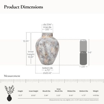 Marble White 12 Inch Tall Stoneware Table Vase