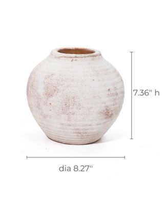 Marble Brown and White 7.5-Inch Tall Terracotta Vase