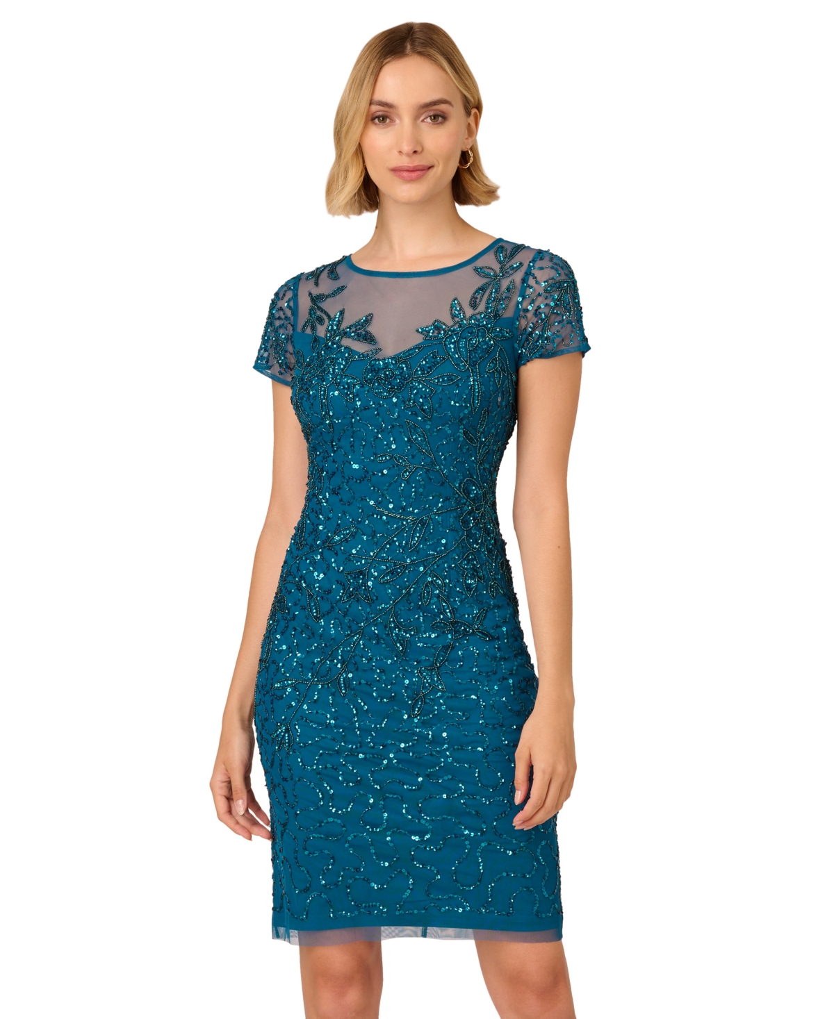 ADRIANNA PAPELL WOMEN'S BEADED SHEATH DRESS 