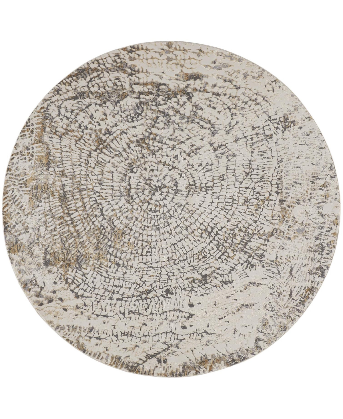 Shop Feizy Parker 3702f 7'9"x7'9" Round Area Rug In Ivory,tan