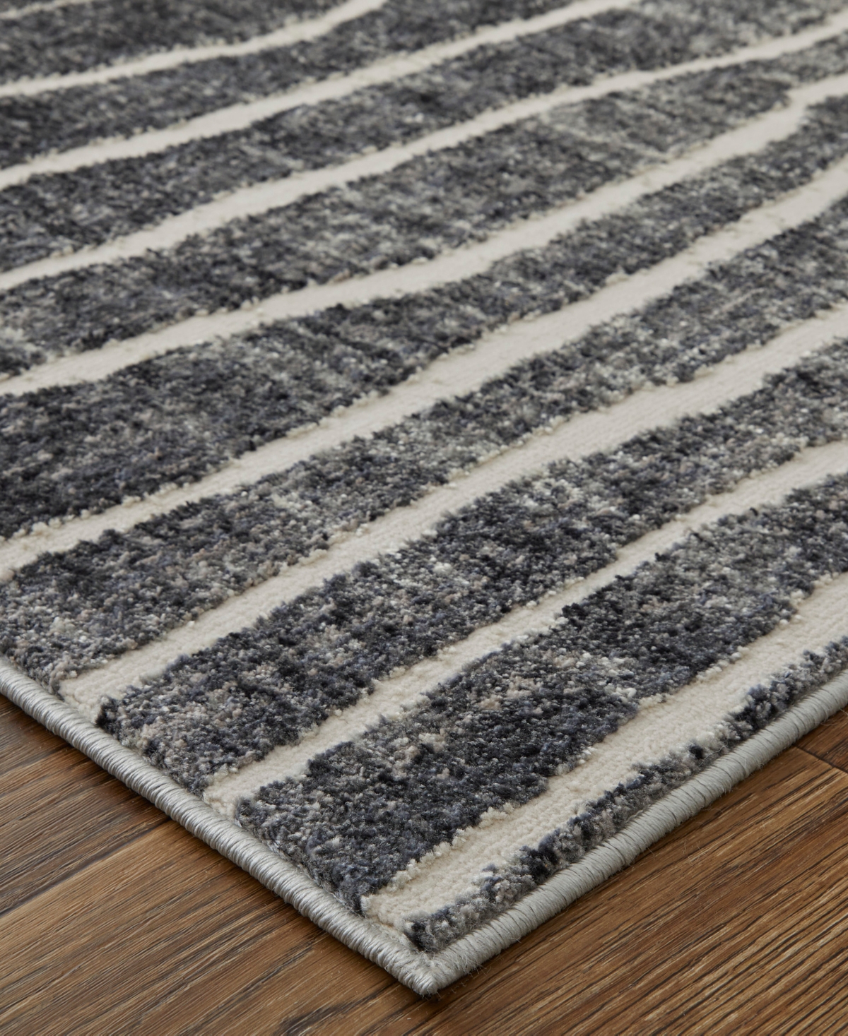 Feizy Kano 39lif 6'7"x9'6" Area Rug In Black,gray