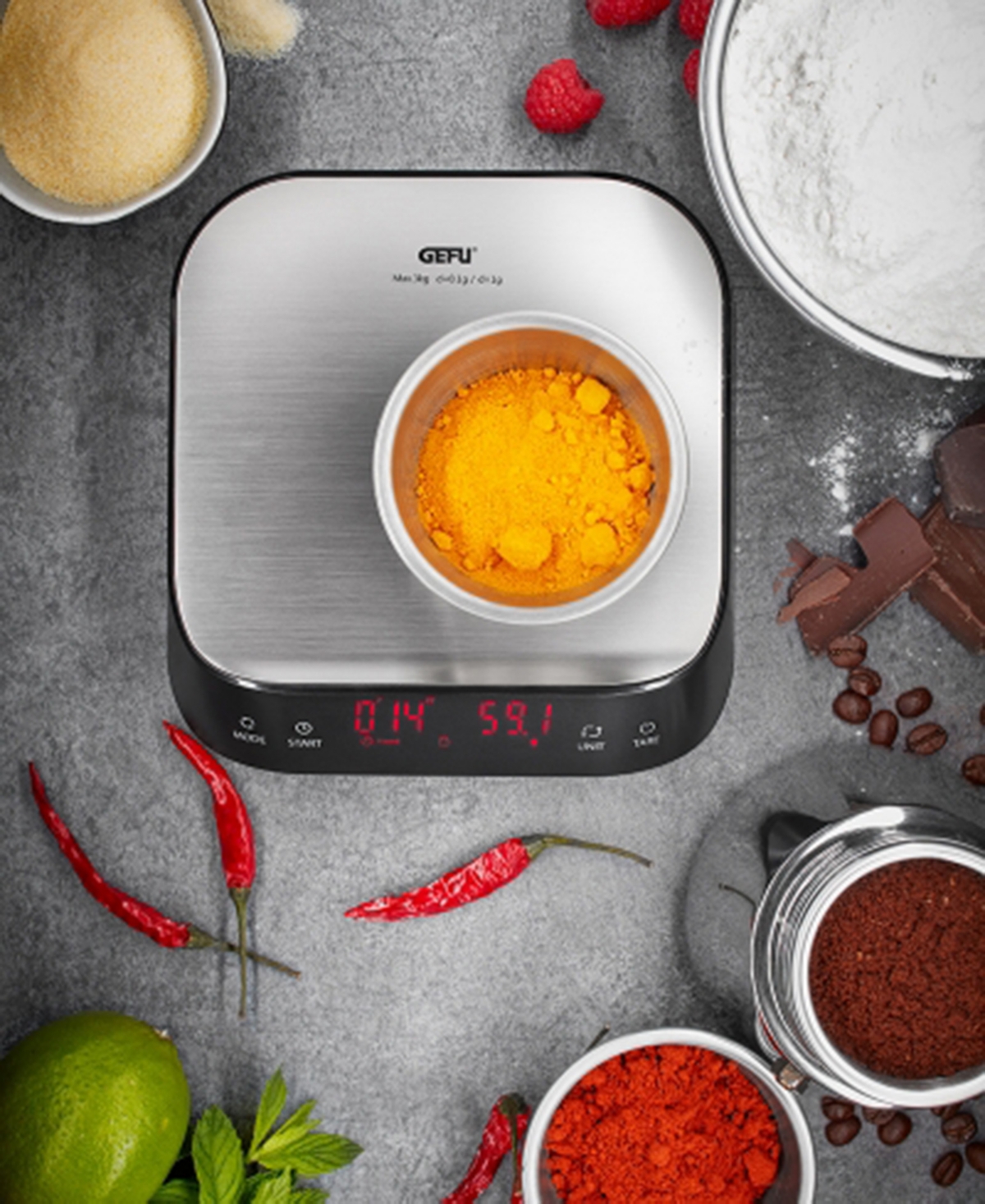 Gefu Stainless Steel Multifunction 0.3 oz To 6.6 Lb. Kitchen Scale In No Color