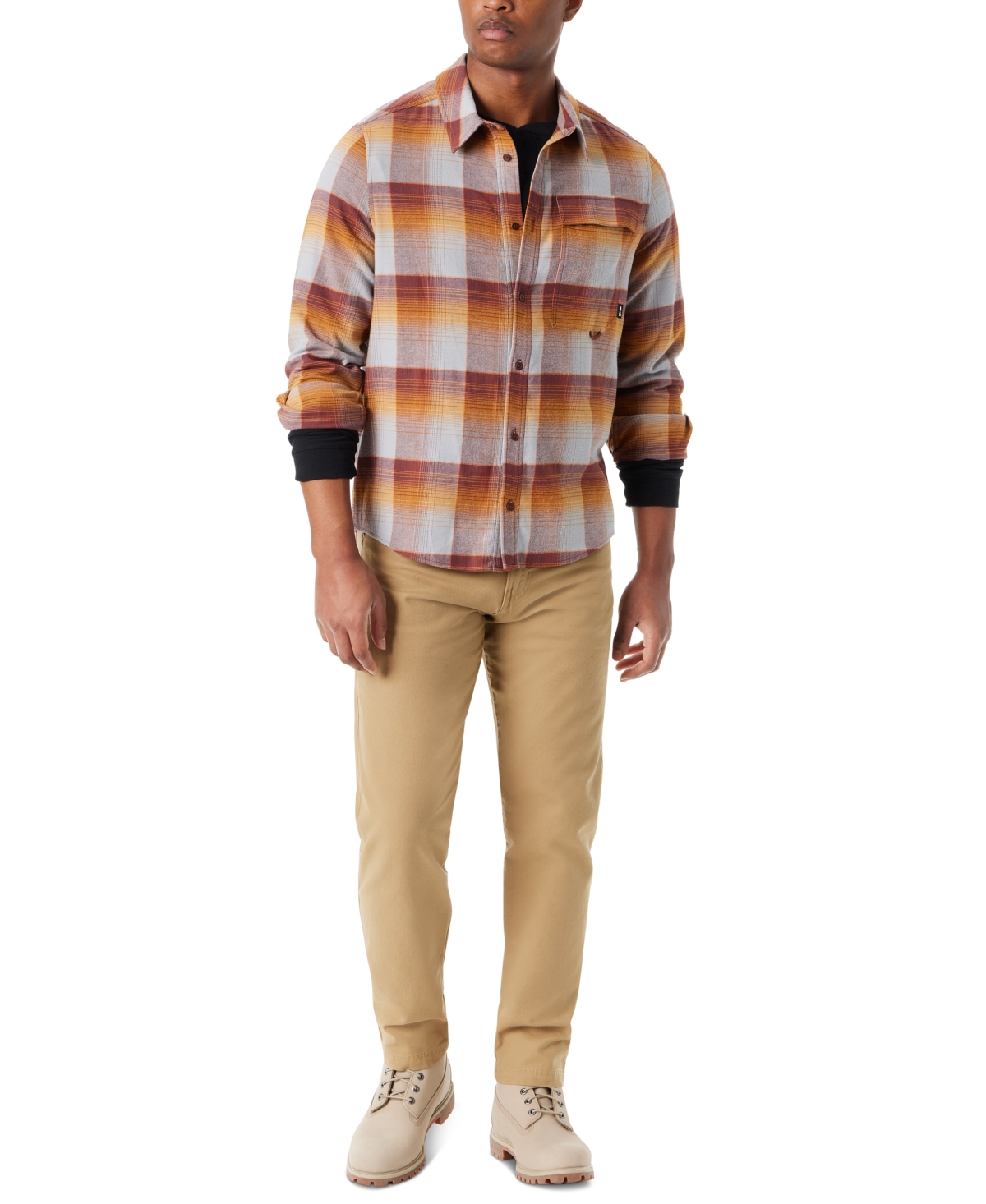 Bass Outdoor Men's Classic Fit Plaid Button-front Stretch Flannel Shirt In Sequoia