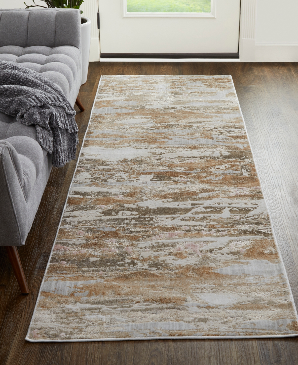Shop Feizy Laina 39g5f 3'x12' Runner Area Rug In Tan,ivory